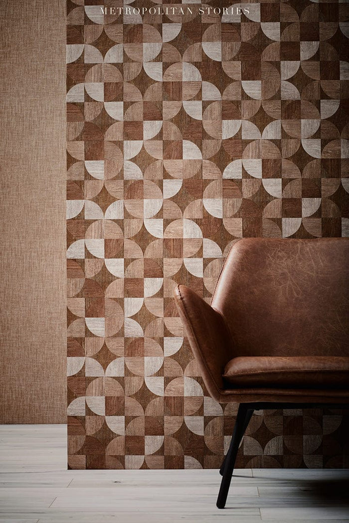 Nordic Copenhagen Geometric Wallpaper - Light Brown - Last 12 Rolls