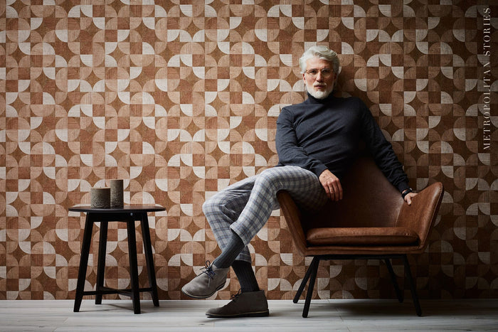 Nordic Copenhagen Geometric Wallpaper - Light Brown - Last 12 Rolls