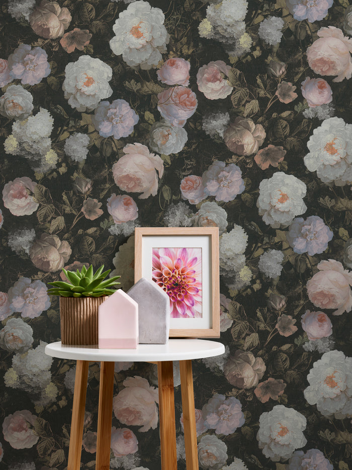 Oil Painting - Floral Vinyl Wallpaper - Pink & White - Last 4 Rolls