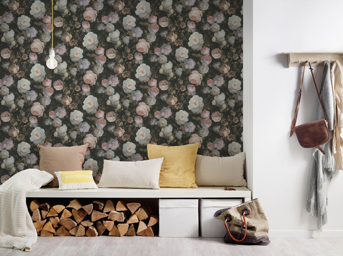 Oil Painting - Floral Vinyl Wallpaper - Pink & White - Last 4 Rolls