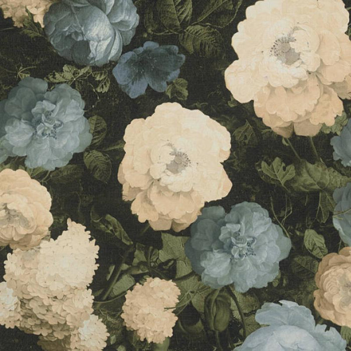 Oil Painting Floral Vinyl Wallpaper - Blue & Cream - Discontinuing