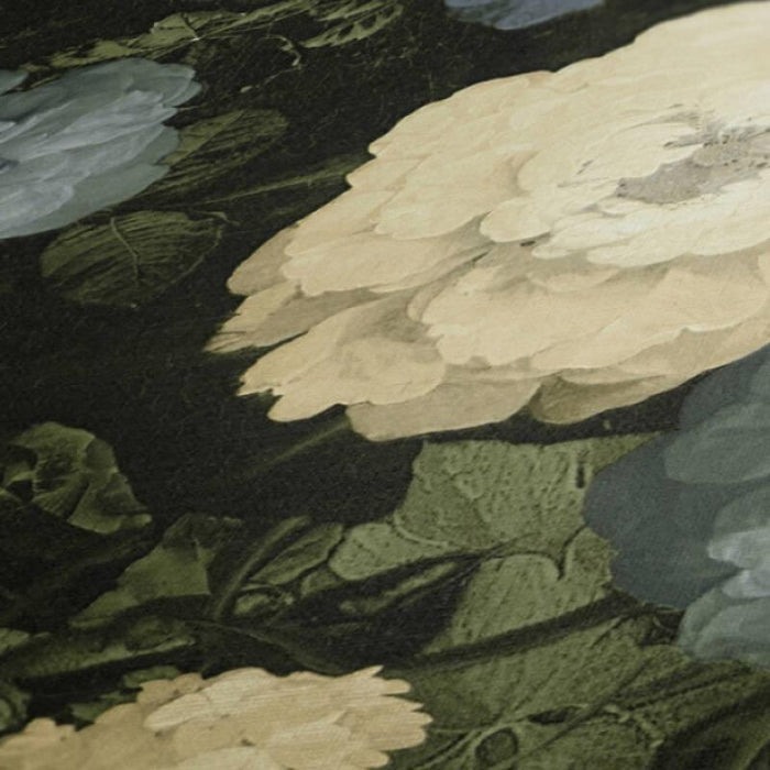 Oil Painting Floral Vinyl Wallpaper - Blue & Cream - Discontinuing