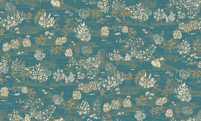 Olinda Garden Wallpaper - Teal Gold - Discontinuing