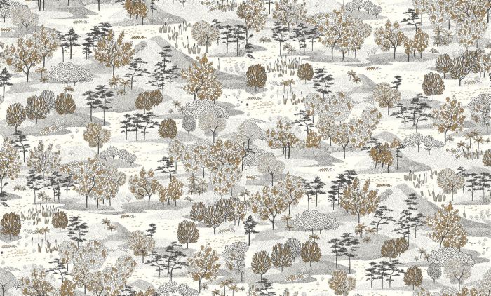 Olinda Garden Wallpaper - White Black Gold