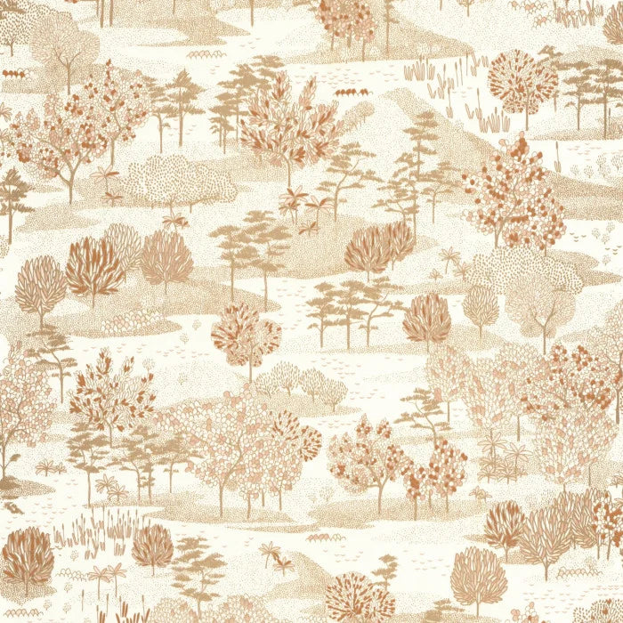Olinda Garden Wallpaper - White Gold