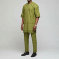 Olive Green Eyelet Lace Buba & Sokoto Set