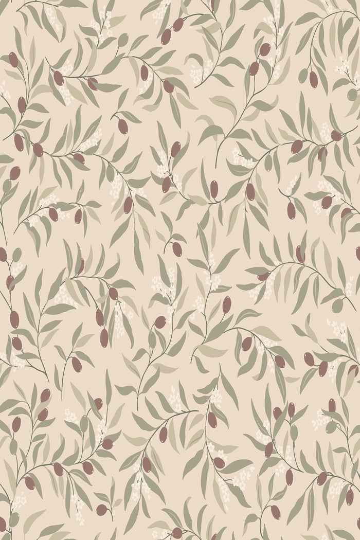 Olivia wallpaper in Burgundy, flat pattern