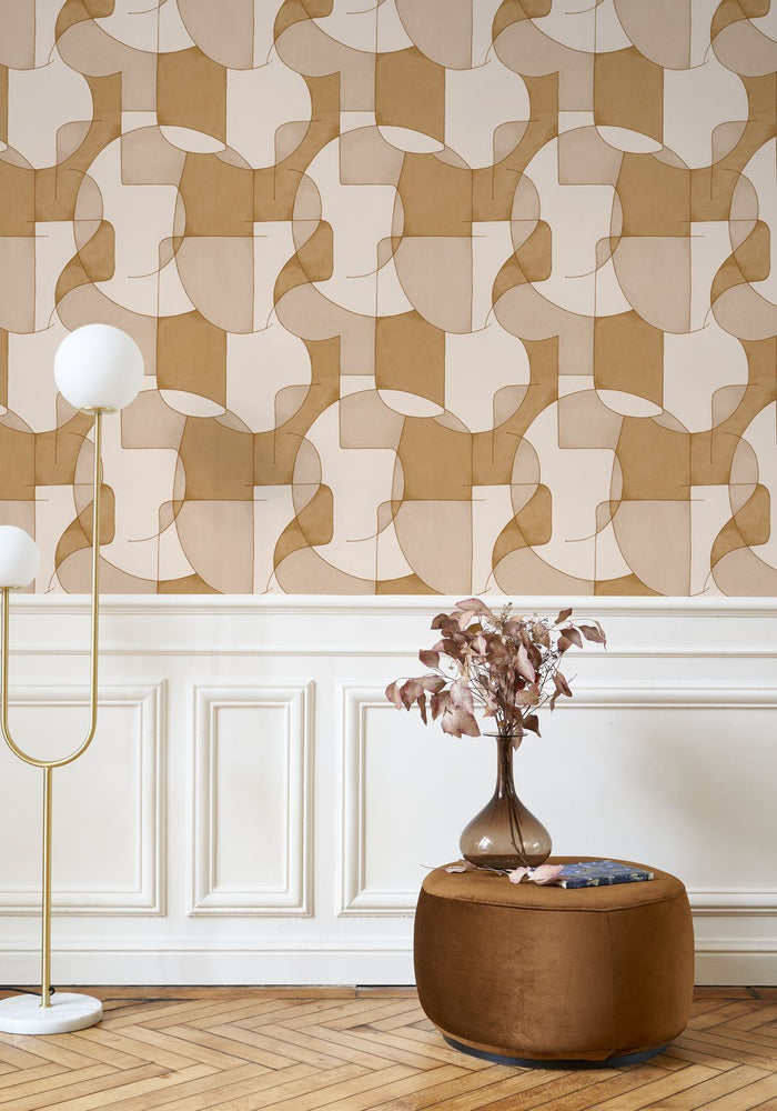 Op'art Geometric Wallpaper - Beige
