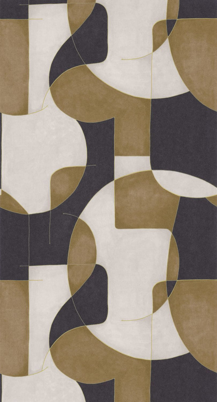 Op'art Geometric Wallpaper - Camel/Black