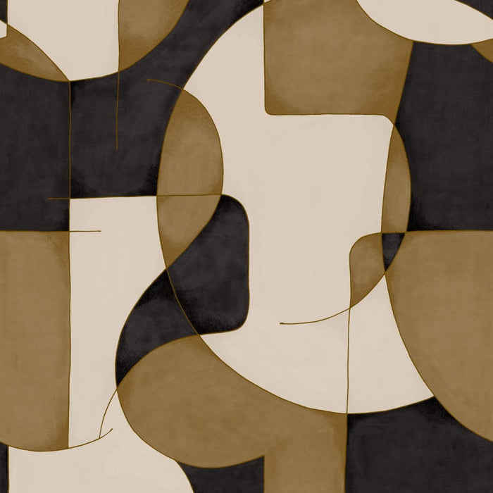 Op'art Geometric Wallpaper - Camel/Black