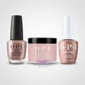 OPI nail polish bottles and powder on a colorful splatter background