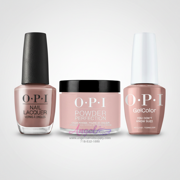 OPI nail polish bottles and powder on a colorful splatter background