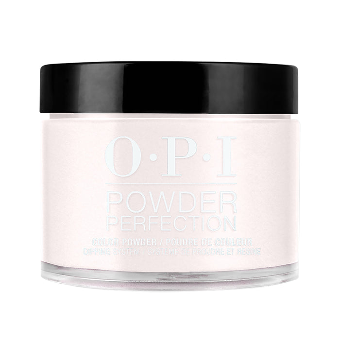 OPI powder in a clear container with black lid on a white background