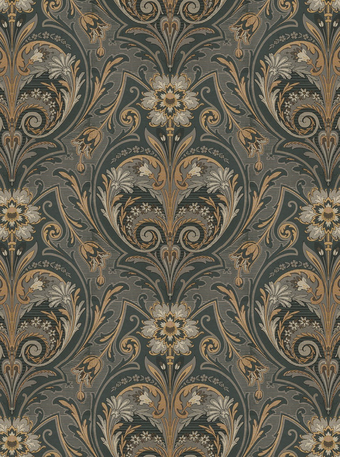 Oscar Antique Medallion - Custom Sized Wallpaper Mural (per m2) - Dark Grey