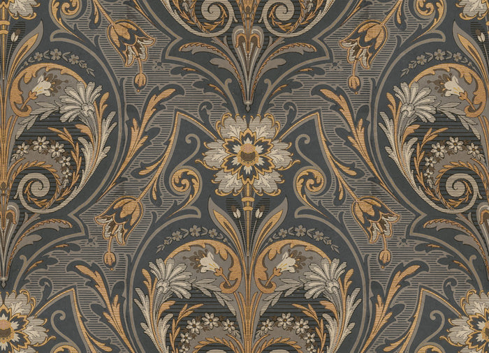 Oscar Antique Medallion - Custom Sized Wallpaper Mural (per m2) - Dark Grey