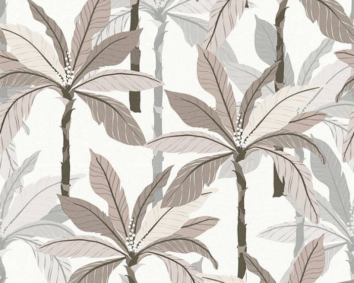 Palm Shadow Vinyl Wallpaper - Beige/Grey - Last 8 Rolls