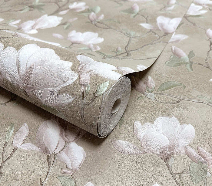 Petalina Textured Wallpaper - Beige/Pink