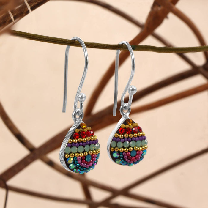 Petite Dew Drop Earrings by Mosaico Jewels featuring colorful beadwork in a charming teardrop design, perfect for any outfit.