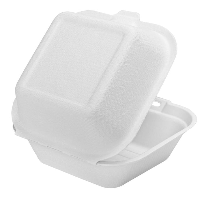 PFAS Free Compostable 6''x6'' Bagasse Food Containers - Karat Earth - 500 ct-To-Go Packaging-Karat-Restaurant Supply Drop