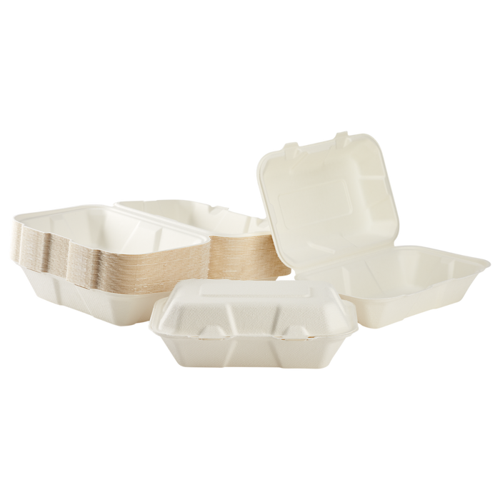 PFAS Free Compostable 9''x6'' Bagasse Food Containers - Karat Earth - 200 ct-To-Go Packaging-Karat-Restaurant Supply Drop