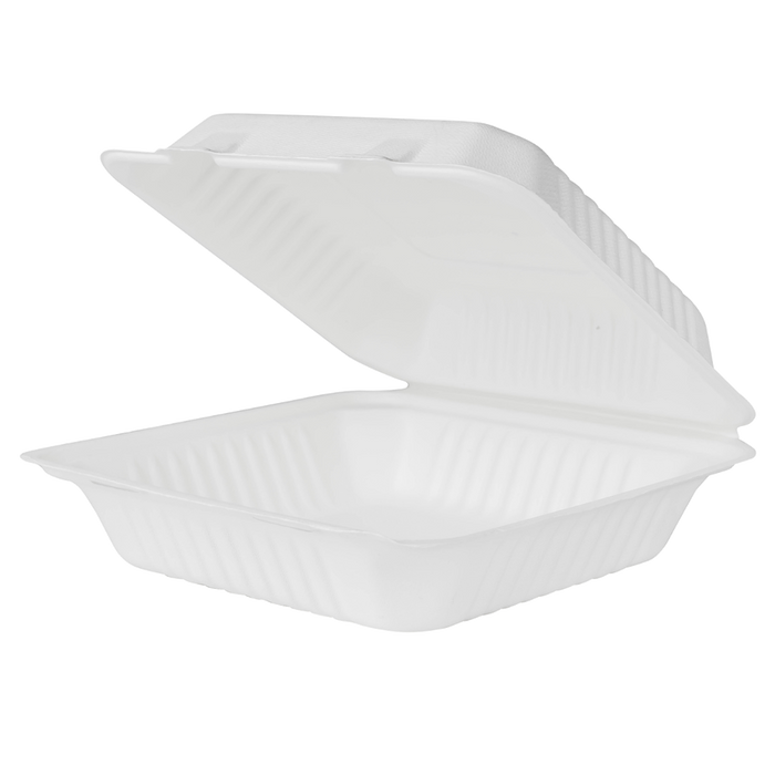 PFAS Free Compostable 9''x9'' Bagasse Food Containers - Karat Earth - 200 ct-To-Go Packaging-Karat-Restaurant Supply Drop