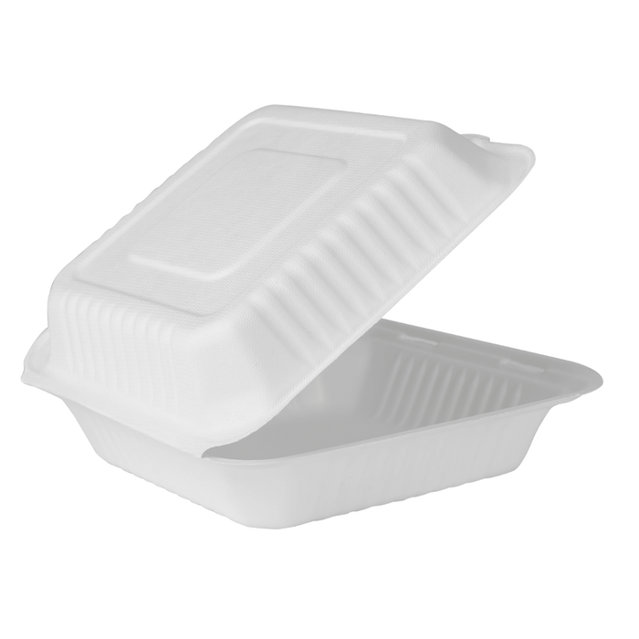 PFAS Free Compostable 9''x9'' Bagasse Food Containers - Karat Earth - 200 ct-To-Go Packaging-Karat-Restaurant Supply Drop