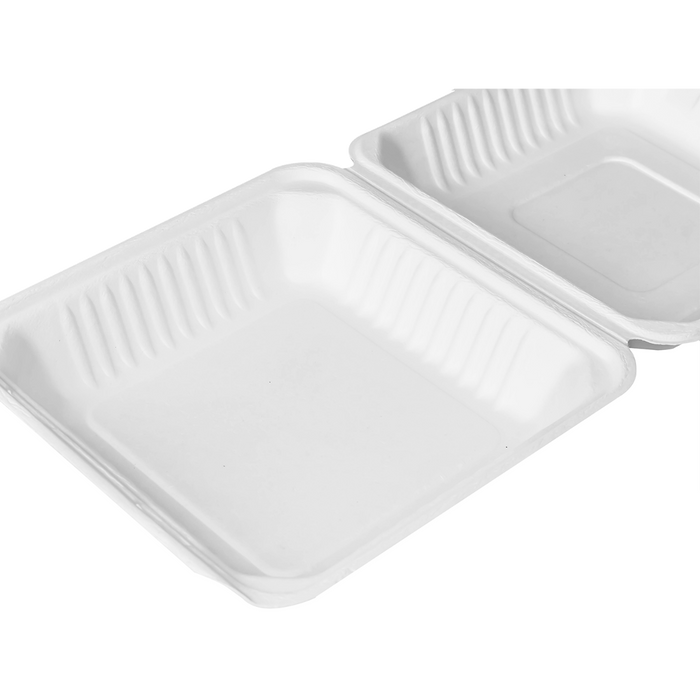 PFAS Free Compostable 9''x9'' Bagasse Food Containers - Karat Earth - 200 ct-To-Go Packaging-Karat-Restaurant Supply Drop