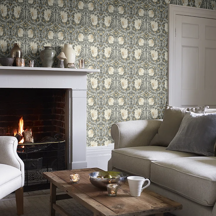 Pimpernel Wallpaper - Ink/Sage