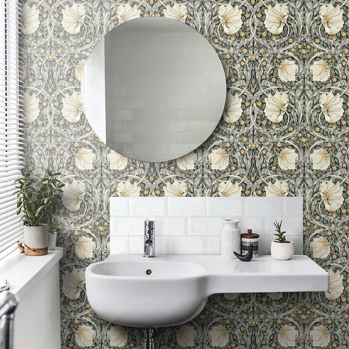 Pimpernel Wallpaper - Ink/Sage