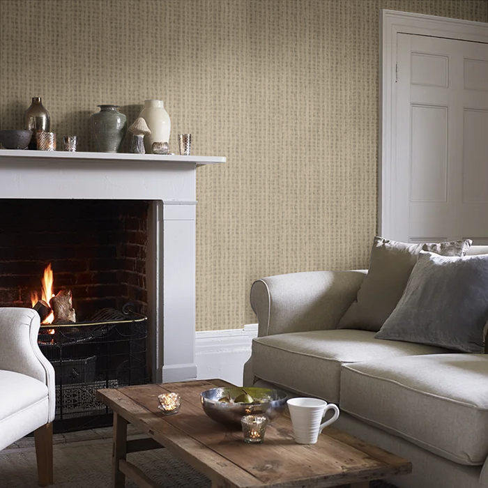 Pique Textured Wallpaper - Beige / Black