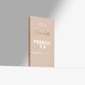 Beige packaging box with text on a gray background