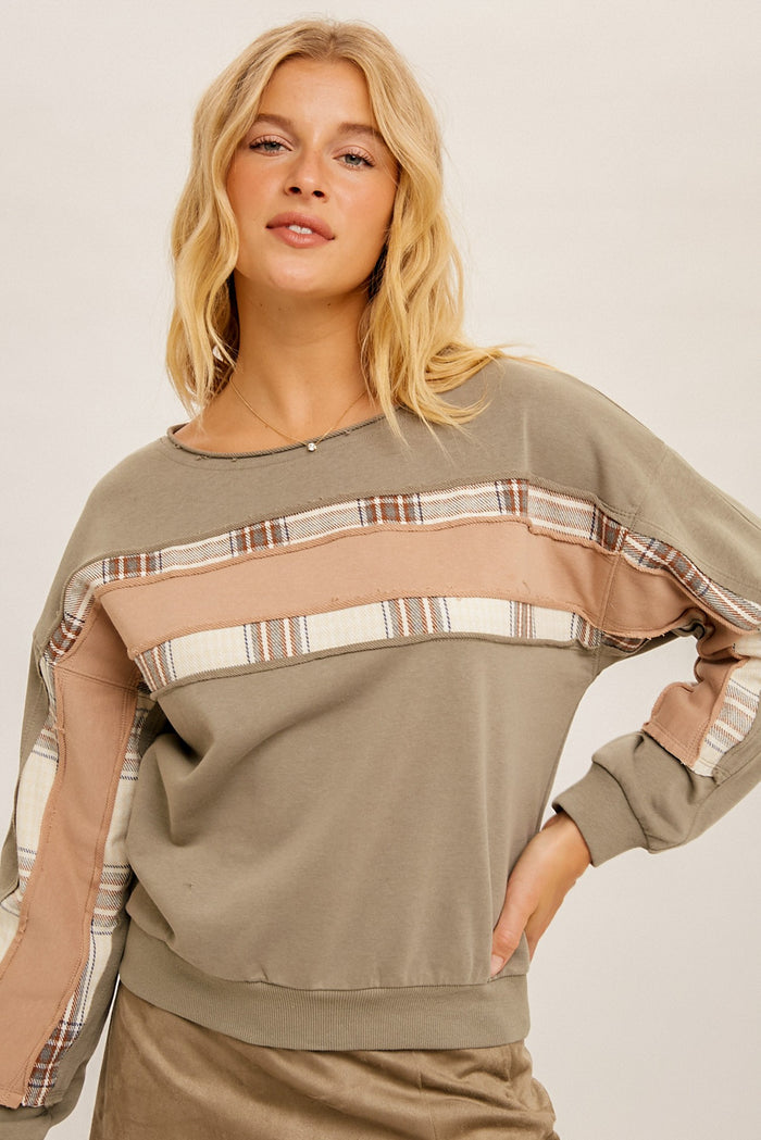 Plaid Colorblock Sweatshirt
