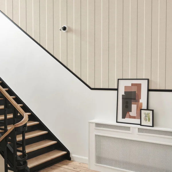 Plaid Line Wallpaper - Beige lin