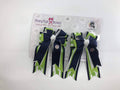 PonyTail Bows - Navy Green Stripes PonyTail Bows