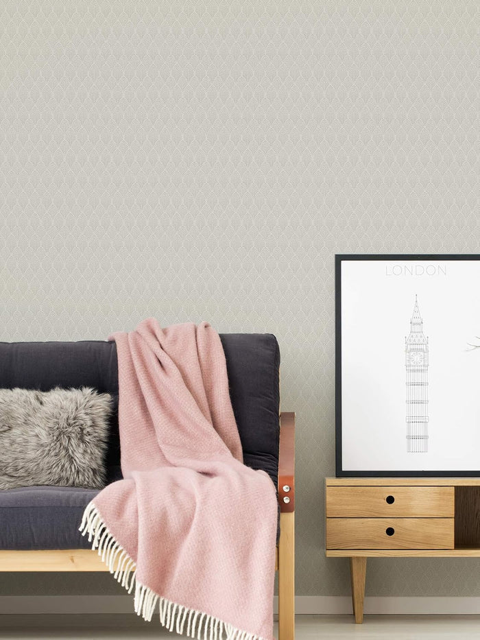 Pop Style Art Deco Wallpaper - White - 12 Rolls Due in October