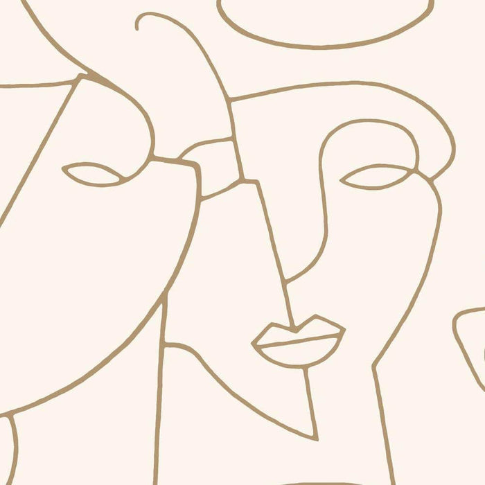 Portrait Lines Wallpaper - Beige