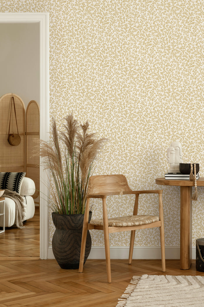 Posidonia – Coral Sprig Wallpaper – Ochre