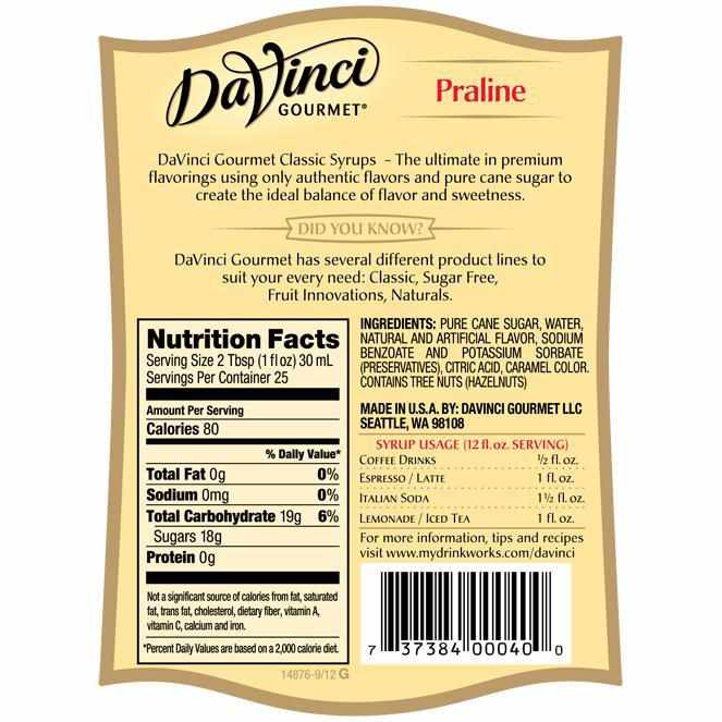 Praline DaVinci Gourmet Syrup Bottle - 750mL-Syrups-DaVinci Gourmet-Restaurant Supply Drop