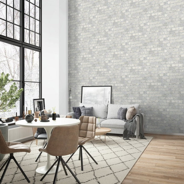 Princess Street Brick Wallpaper - Anaglypta - Grey
