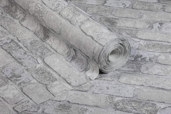 Princess Street Brick Wallpaper - Anaglypta - Grey