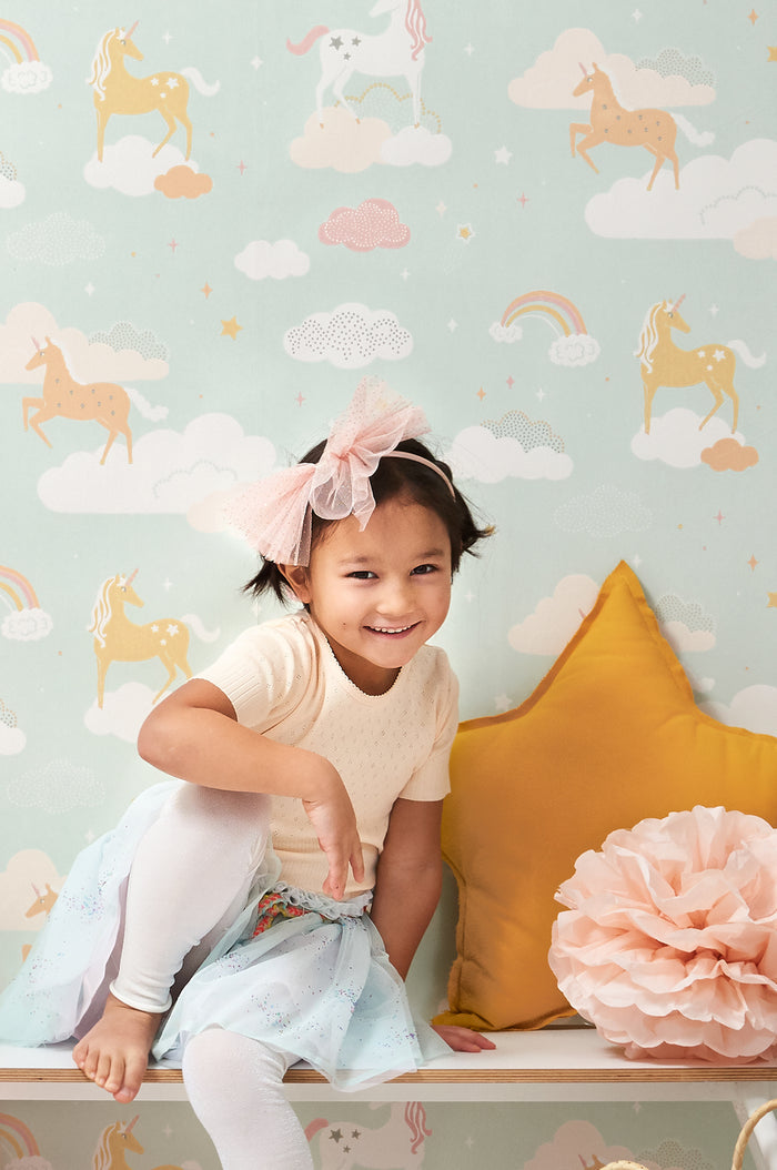 Rainbow Treasures Wallpaper - Bubblegum Turquoise