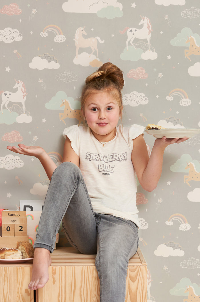 Rainbow Treasures Wallpaper - Mud Grey