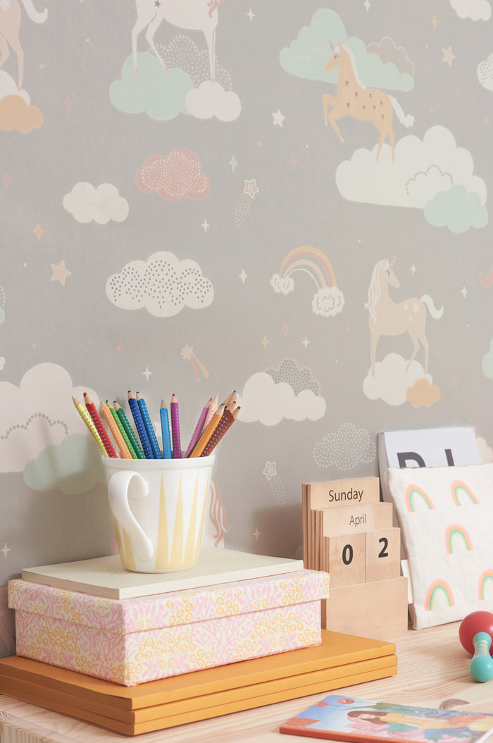 Rainbow Treasures Wallpaper - Mud Grey