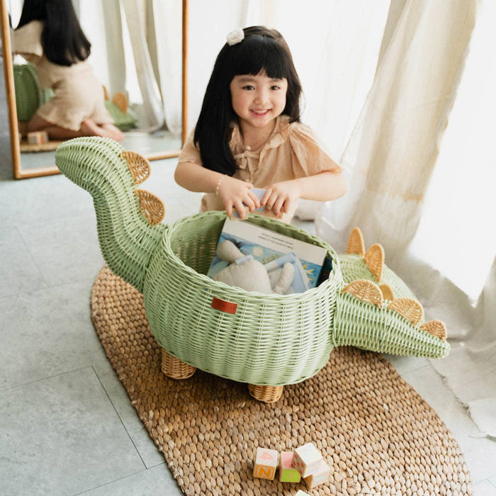 Rattan Wicker Dinosaur Storage Basket (Large)