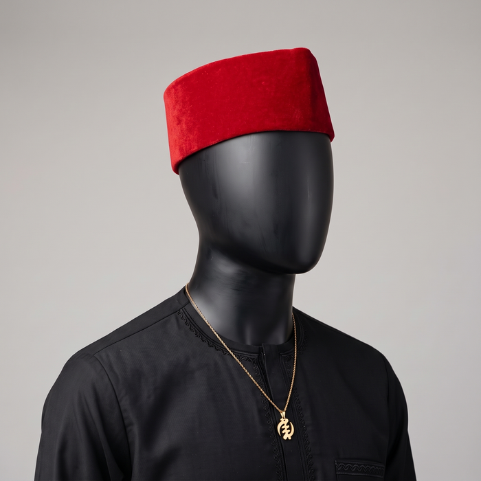 Red Velvet Traditional Nigerian Cap