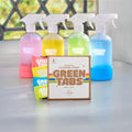 Cleaning spray refill tablets with four colour-coded reusable bottles – GreenTabs household cleaner refills