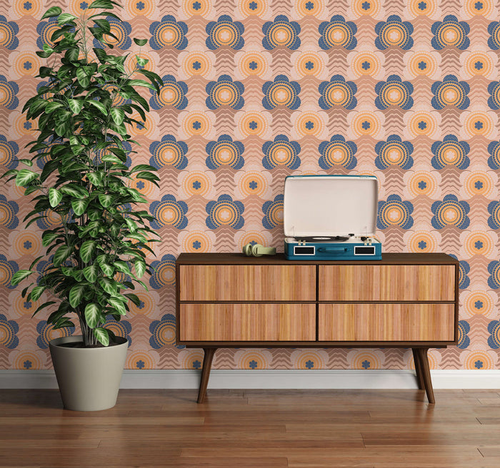 Retro Elegance Wallpaper - Blue