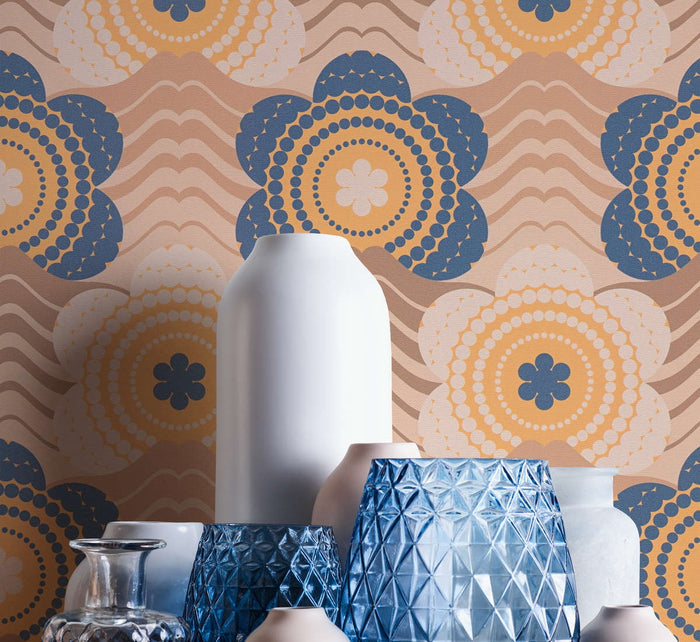 Retro Elegance Wallpaper - Blue