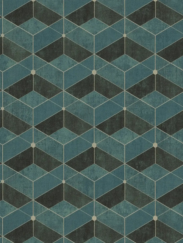 Retro Geometric Vinyl Wallpaper - Turquoise