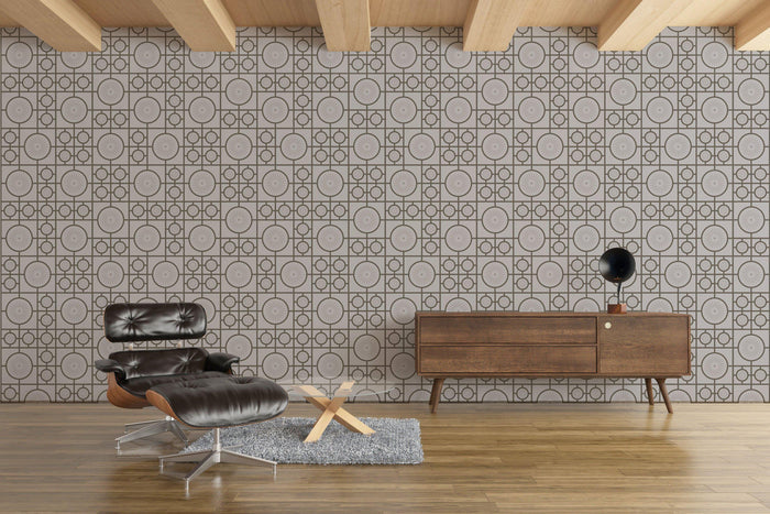 Retro Lino Wallpaper - Grey - Thick Lines